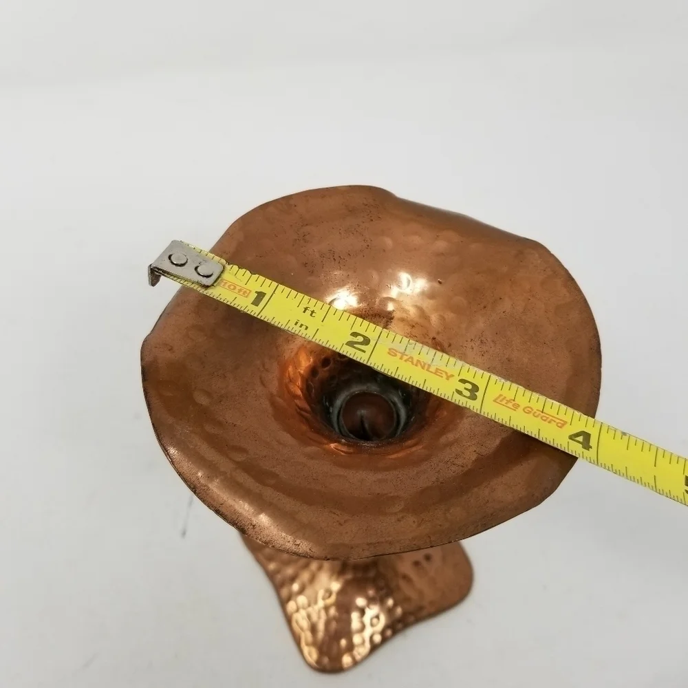 Brutalist Hammered Copper Candlestick 6 Inch New With Tags